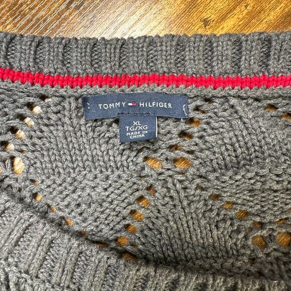 Tommy Hilfiger Diamond Knit Sweater Womens XL Golf Crew Neck Trendy Preppy - Picture 5 of 7